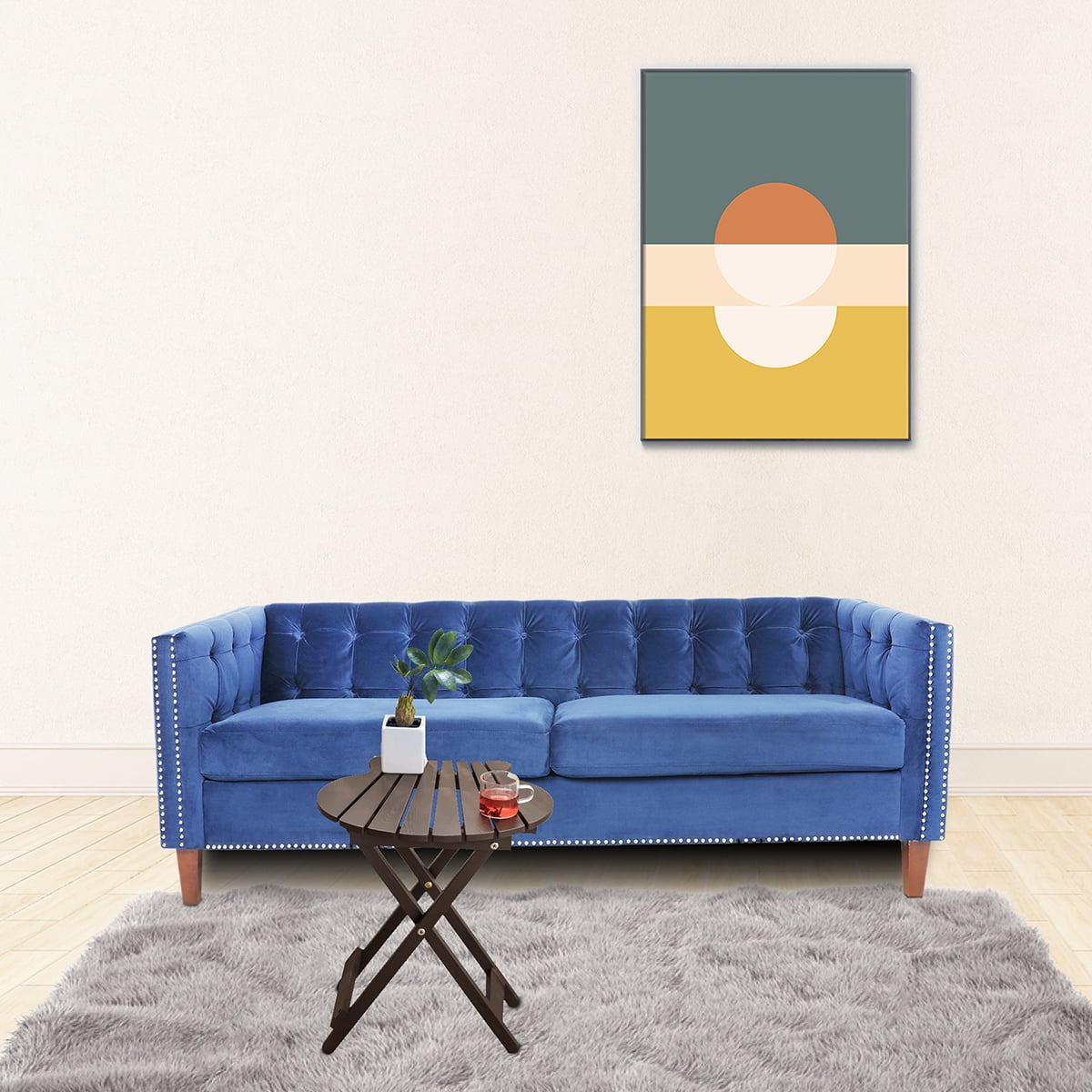 Canddidliike Luxury Button Tufted Velvet 3Seater Sofa with Reversible