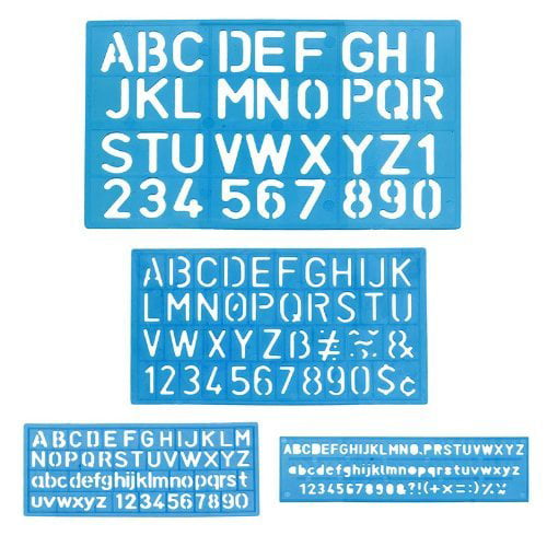1 X Letter and Number Stencil Sets - Sizes 8, 10, 20, 30mm - Assorted  Colors 