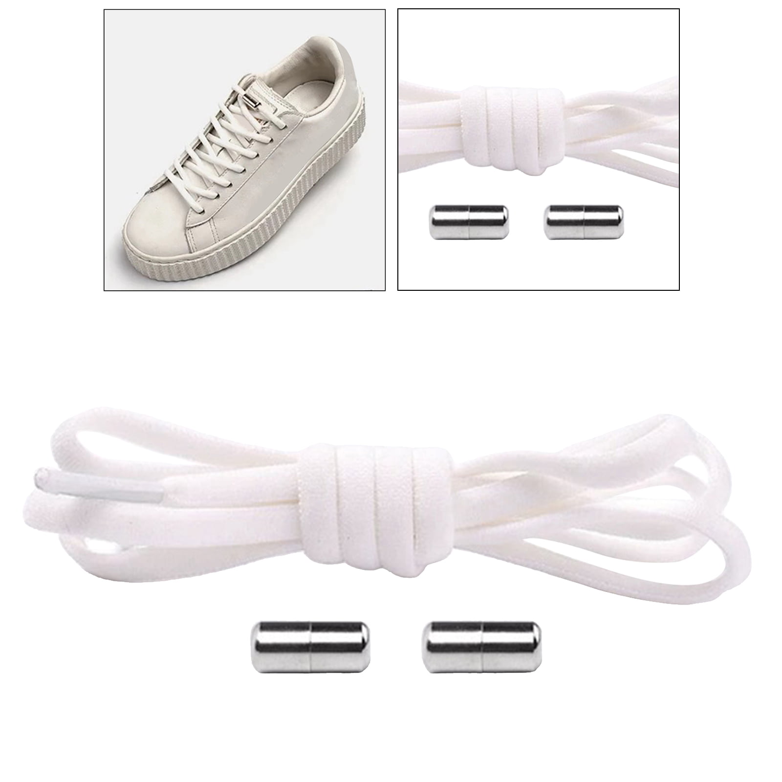 No Tie Elastic Shoelace Lock Laces Shoe Strings Fastening Sports Locking Toggle 