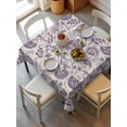 thumbnail image 6 of Purple Spring Floral Table Cloth, Summer Botanical Farmhouse Waterproof Tablecloth for Square Tables, Reusable Washable Fabric Table Cover for Restaurant Kitchen Dining Tables 60"x60", 6 of 6