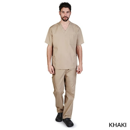 

M&M SCRUBS Solid Men Scrub Set Men Medical Uniforms 201 (KHAKI)