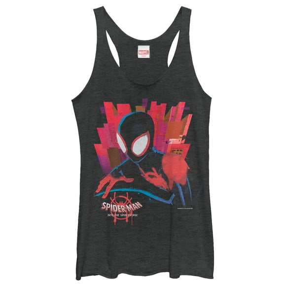 Women's Marvel Spider-Man: Into the Spider-Verse City Racerback Tank Top Black Heather X Small
