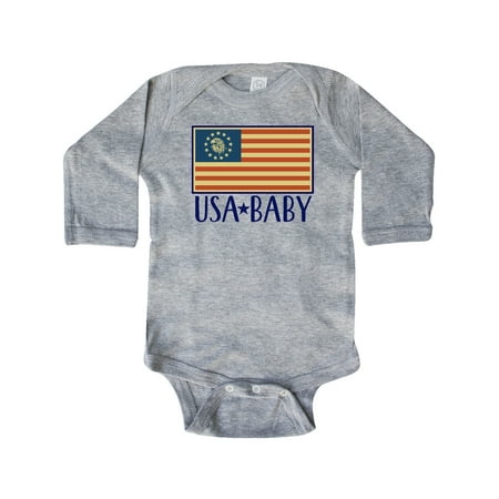 

Inktastic USA Baby Vintage US Flag Gift Baby Boy or Baby Girl Long Sleeve Bodysuit