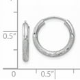 thumbnail image 2 of Beautiful 14k White Gold 2mm Diamond-cut Endless Hoop Earrings, 2 of 2