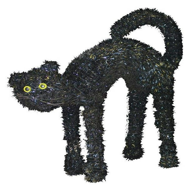 3D Tinsel Cat Halloween Decoration Black