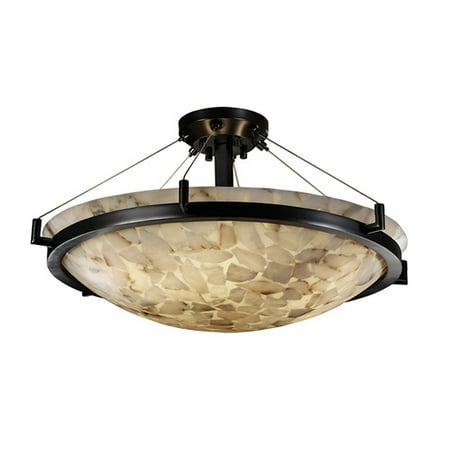 24' Round Semi Flush Bowl Justice Designs Alabaster Rocks 24