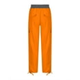 thumbnail image 6 of up to 60% off Gifts Usmixi Womens Cargo Trousers Fashion Drawstring High Waist Stretchy Long Pants Plus Size Lightweight Cotton Pants with Pockets Orange m, 6 of 6