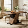 thumbnail image 2 of Tribesigns Farmhouse Dining Table for 4-6 People, 55-Inch Rectangle Kitchen Table, Wood Dining Room Table for Dining Room, 2 of 5