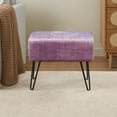 thumbnail image 7 of Home Soft Things Textured Velvet Ottoman Stool Chair, Upholstered Footrest with Black Metal Legs, Mauve Shadows, 19" x 13" x 17", 7 of 7