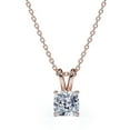 thumbnail image 1 of Certified - 2 Carat Cushion Cut Moissanite - Adorable Pendant Necklace - 18K Rose Gold Plating Over Silver, 1 of 5