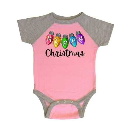 

Inktastic Merry Christmas Rainbow Holiday Lights Gift Baby Boy or Baby Girl Bodysuit