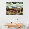 thumbnail image 3 of Nawypu  Framed Canvas Print Wall Art Brown Desert Canyon with Cacti Abstract Wilderness Illustrations Modern Art Rustic Scenic Colorful for Living Room, Bedroom, Office, 3 of 5