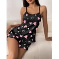 thumbnail image 3 of Ekouaer Womens Cami Pajama Sets 2 Piece Cute Print Pjs Soft Tank Top & Elastic Waist Shorts Camisole Lounge Set, 3 of 6