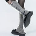 thumbnail image 3 of 1 Pair Leg Warmers Cozy Thick Knitted Solid Color Anti-slip Warm Zipper Closure Calf Socks JK Boots Stocking Lolita Boot Covers Foot Warming Covers, 3 of 8