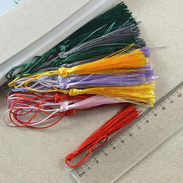 6.5 Silky Bookmark Tassels with Loop for DIY Craft Accessory, 8Pcs Khaki