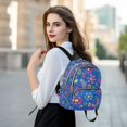 thumbnail image 6 of FORMRS Mini Backpack Purse for Women Quilted Travel Daypack Casual Shoulder Bag, Blue Abstract Floral Pattern, 6 of 7