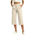 thumbnail image 3 of Capri Pants for Women Lightweight High Waist Straight Leg Quick Dry Business Casual Work Travel Cargo Pants with Pockets S-2XL, 3 of 9