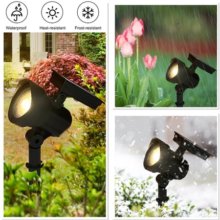MAINSTAYS SOLAR POWERED BLACK LED LANDSCAPE SPOT LIGHT, 30 LUMENS (2 COUNT)