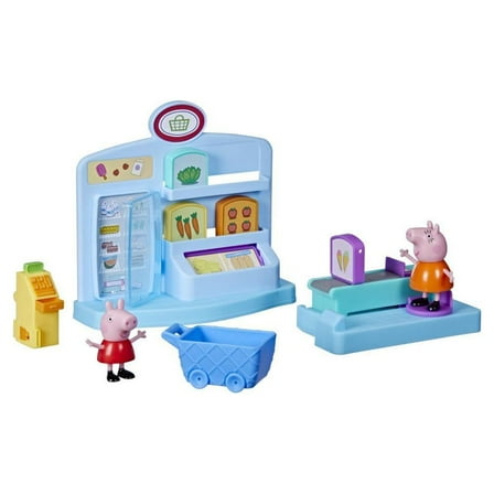 Peppa Pig Peppa’s Adventures Peppa’s Supermarket Playset Preschool Toy: 2 Figures, 8 Accessories