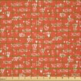 thumbnail image 2 of Ambesonne XOXO Fabric by the Yard Microfiber, Hand Paint Hearts Word of Love, 10 Yards, Salmon and White, 2 of 4