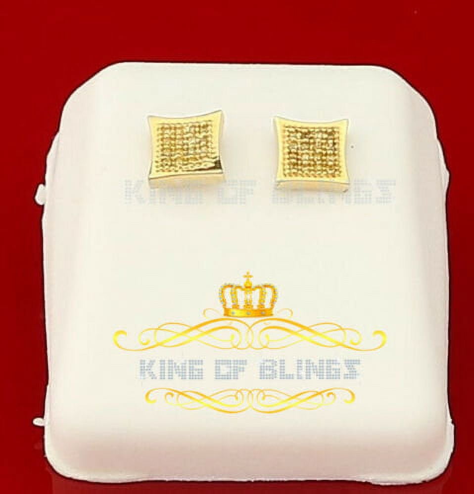 King of Bling's 0.10ct Diamond 925 Sterling Silver Yellow Stud Women's/ Men's kite Charm Earring