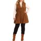 thumbnail image 2 of Chaleco sin mangas de talla grande para mujer Agnes Orinda, con botones, casual, con bolsillos, chaleco largo, color marrón, talla 2X, 2 of 6