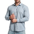 thumbnail image 3 of Zivyakyro Striped Mens Shirt Golf Fall Button down Big and Tall Collared Long Sleeve Shirts Casual Blue S, 3 of 8