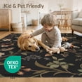 thumbnail image 4 of ODIKA 8'x10' Black Enchanted Jungle Elegance Design Washable Area Rug Exotic Wildlife and Floral Patterns for Home Decor for Living Room, Under Sectional, Family , Durable, Non-Slip, 4 of 7