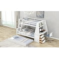 thumbnail image 4 of Harper & Bright Designs Twin Over Full Bunk Bed with Trundle and Built-in Desk, Wooden Bunkbed Frame with Storage Drawers and Shelf for Bedroom, White, 4 of 14