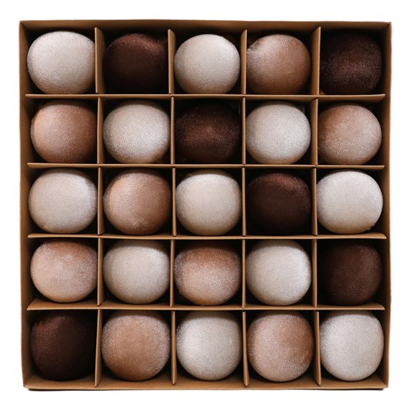Leodye 25PCS Flocked Christmas Ball Hanging Ornament , Decorative Baubles for Xmas Tree and Indoor Holiday Scene Layout -2.36IN