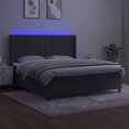 Box spring bed with mattress & LED dark grey 180x200 cm velvet