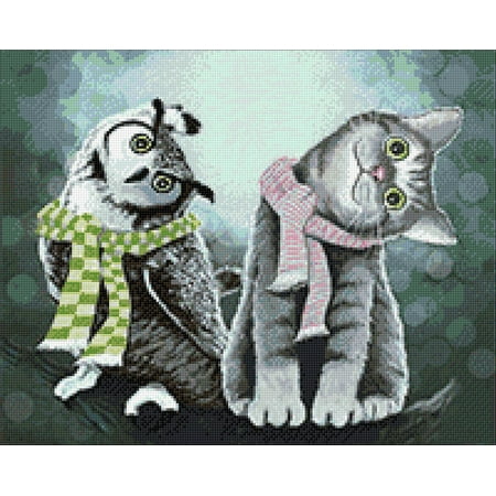 UPC: 4630103941724 | Diamond painting kit Owl with Kitten Crafting Spark 14.9 x 18.9 in CS2571