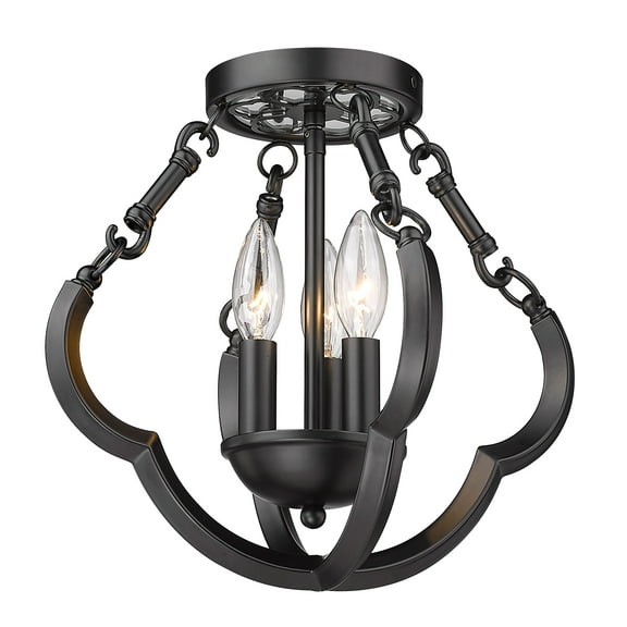 Wry Lighting Saxon 3-light Semi-Flush Mount in Matte Black