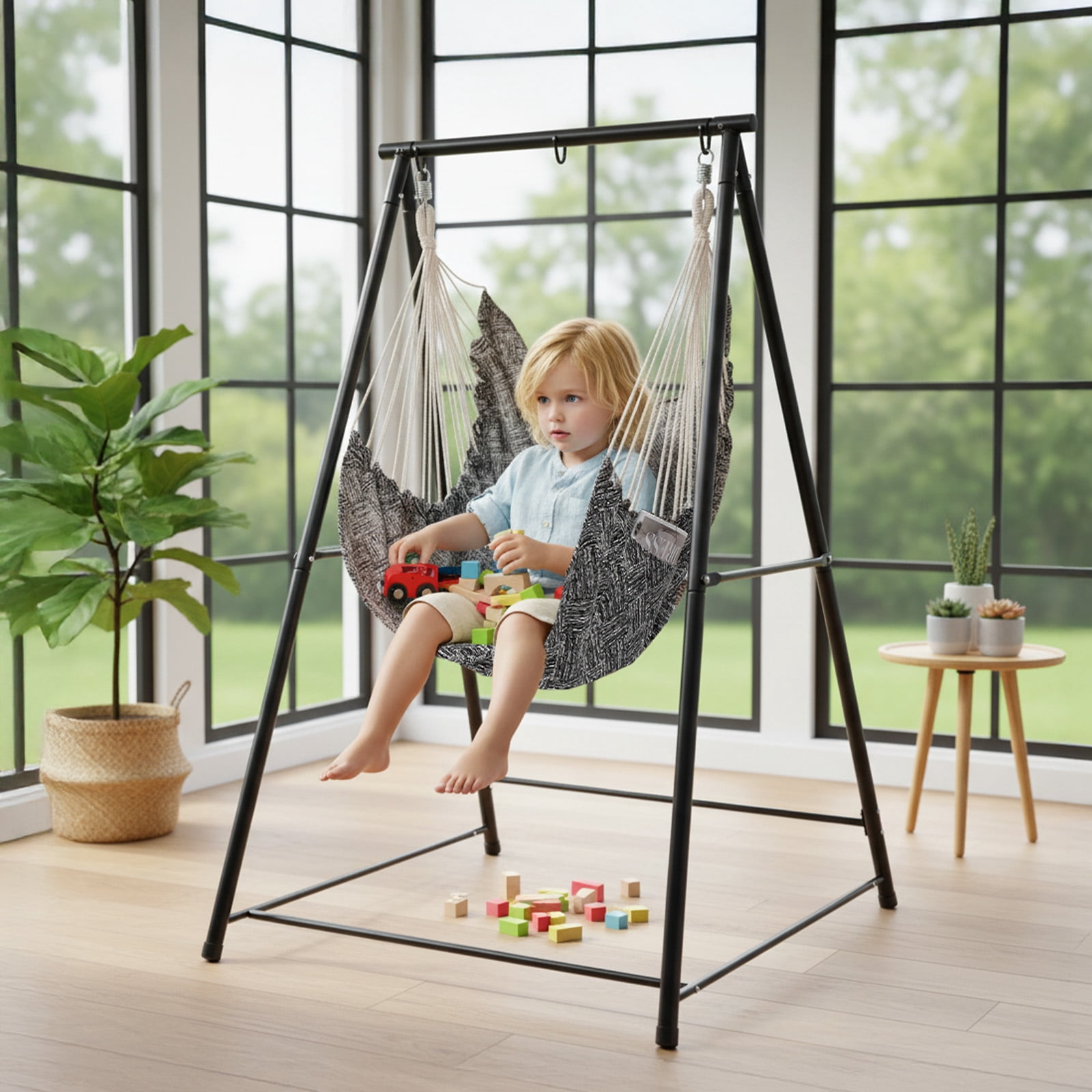 Hammock Chair Stand with Swing Chair, 112*113*180cm