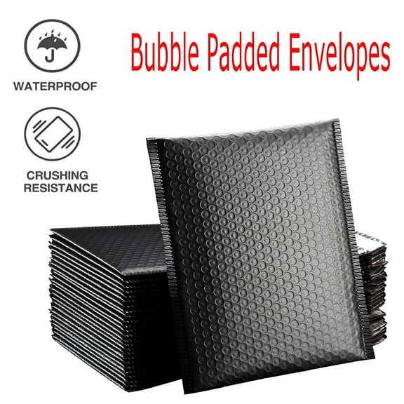 CCOCC Bubble Mailers 5x7 Inch 50pc Black Shipping Bags,Colored Padded Mailing Envelopes,Opaque Matte Self Seal Bubble Poly Mailers Bulk Black