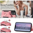 thumbnail image 5 of iPhone 13 Pro Case, Flip Card Holder Wallet, Pink, RFID-Blocking, Wrist Strap, Camera Protector, Leather,  Protective Cover, 360 Degree Rotation Ring & Stand Function, 5 of 15