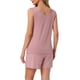thumbnail image 3 of Conjunto de lounge para mujeres INSPIRE CHIC, conjunto de pijama de algodón sin mangas, top de tanque y pantalones cortos, pijama suave, color rosa, 3 of 6