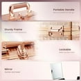 thumbnail image 3 of Beauty Makeup Train Case for Lady Portable Cosmetic Box Jewelry Organizer Lockable with Keys and Mirror 2-Tier Trays Carrying with Handle Makeup Storage Box - Rose Gold, 3 of 7