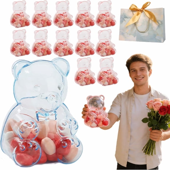 Gummy Bear Containers Plastic, Giant Gummy Bear Container, Large Clear Plastic Container Teddy Bear, Fillable Teddy Bear, For Valentine's Day Party Favors