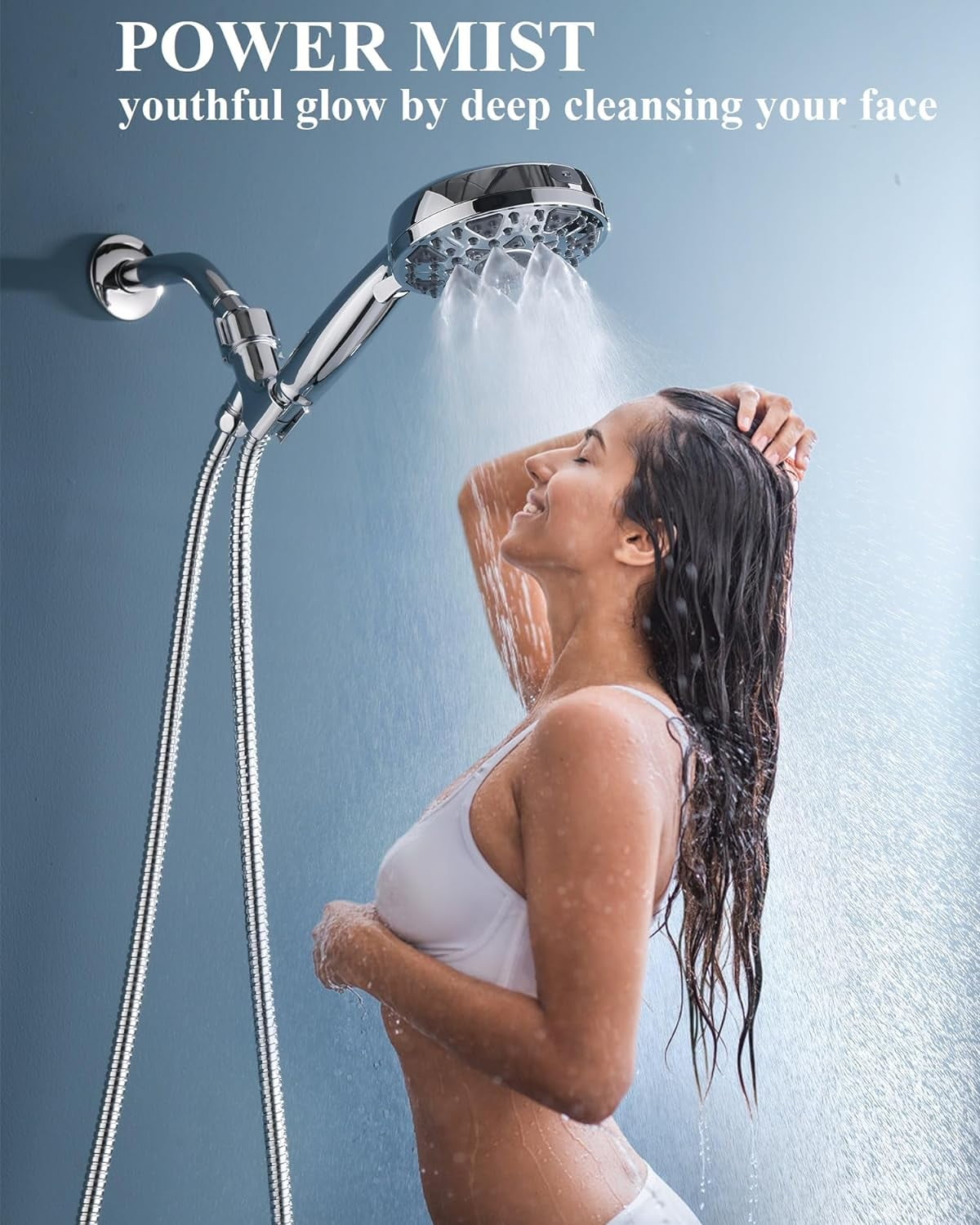 Bailu Handheld High-Pressure Multi-Function 7-Mode Shower Head with Built-in Powerful Washing for Tub, Tile and Pets, 5 Inch High Flow Handheld Rain Shower Head.
