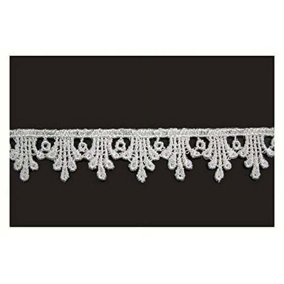 Altotux 5/8 inches White and Ivory Venice Lace Trim Scalloped Edge By 2 Yards (Ivory)