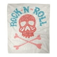 thumbnail image 1 of ASHLEIGH Throw Blanket Warm Cozy Print Flannel Skull Bones and Rock N Roll Handdrawn Letterin Concert Typographical Comfortable Soft for Bed Sofa and Couch 50x60 Inches, 1 of 1