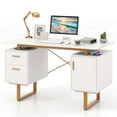 thumbnail image 1 of Costway Bureau de Maison 51 Pouces avec Bureau Flottant à Double Tiroirs et Cadre en Métal, 1 of 10