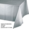 thumbnail image 2 of Creative Converting 332516 54 x 108 in. Shimmering Silver Solid Plastic Tablecloth, 2 of 2