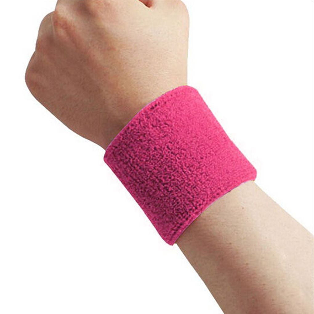2pcs Unisex Cotton Wrist Wristband Sports Towel Sweatband Solid Band Yoga Gym 