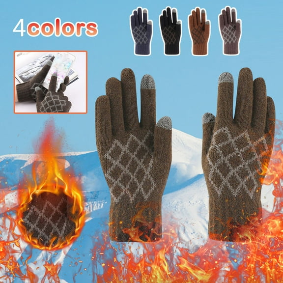 ZZwxWA Men's Women's Winter Gloves Finger Touch Screen Knit Lined Fleece Stretch Wrist Gloves Elastic Thick Windproof Gloves