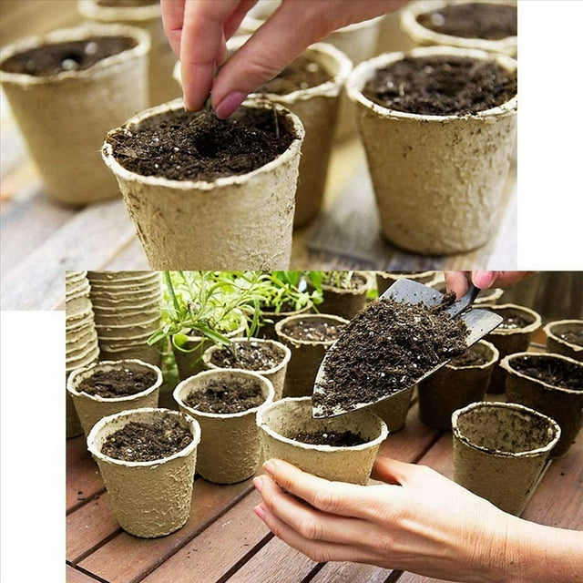 Macetas de Turba, 120 Macetas de de Semillas de 3 Pulgadas, Maceta Redonda para Vivero, Macetas Biodegradables con 80 Etiquetas de Plantas Adicionales