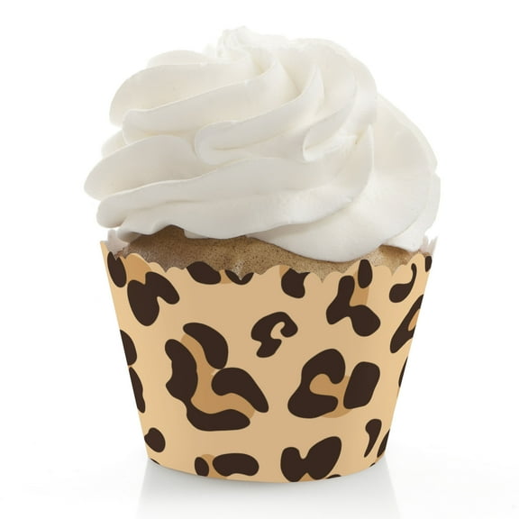 Big Dot of Happiness Leopard Print - Cheetah Party Decorations - Party Cupcake Wrappers - Set of 12