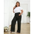 thumbnail image 2 of HDE Womens High Waisted Dress Pants Long Wide Leg Palazzo Trouser Tall S-Plus Black Polka Dot M, 2 of 6