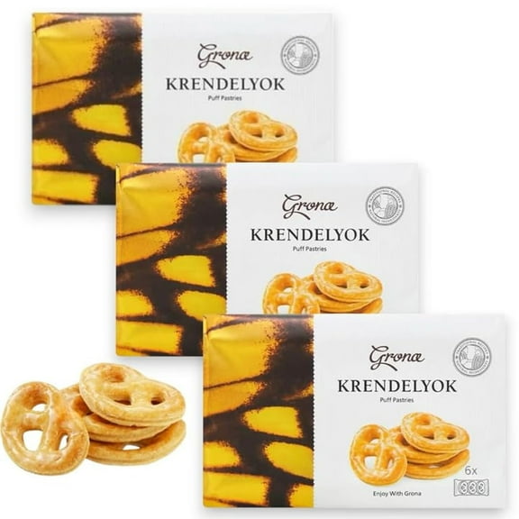 Grona Krendelyok Puff Pastries Full of Buttery Flavor & Freshness - Light, Golden Cookies with a Crisp Bite, Perfect for Healthy Snacks - 3-Pack  8.81oz/each